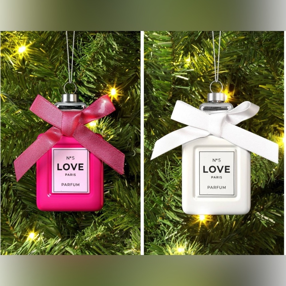Wondershop Pink and White Perfume Bottle Ornaments with Bows